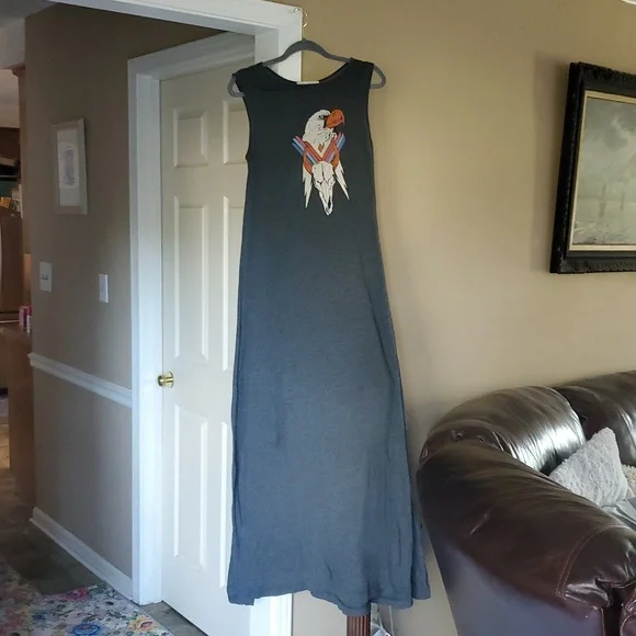 Wildfox Couture Eagle Skull Maxi Sleeveless Dress Size S - Picture 3 of 6